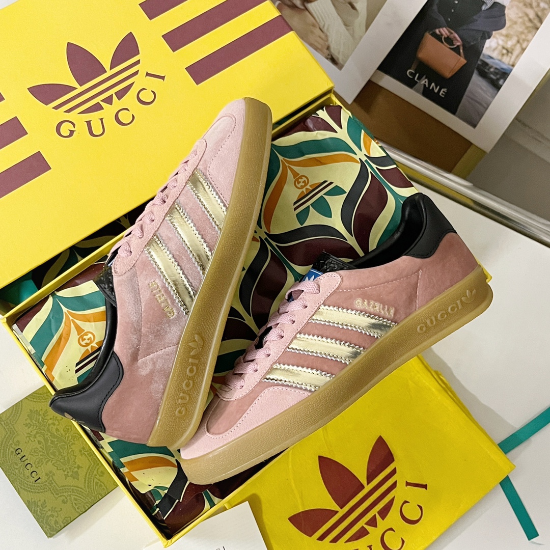 最新到着‼レディース グッチ スニーカースーパーコピー 運動 adidas x Gucciコラボ ランニング カップル 防滑 カジュアル ピンク_6
