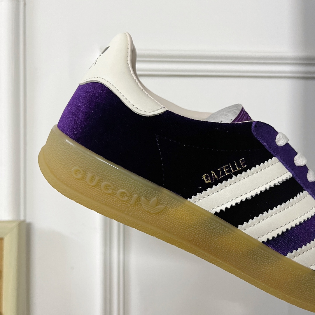 adidas グッチ スニーカー偽物 運動 adidas x Gucciコラボ ランニング カップル 防滑 カジュアル 花柄 日常 パープル_8