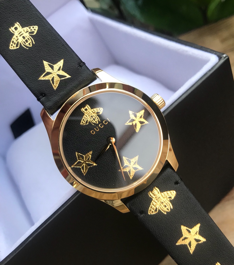 gucci メンズ 時計コピー ウォッチ レザーバンド うで時計 星プリント 防水 G-Timelessシリーズ ブラック_2