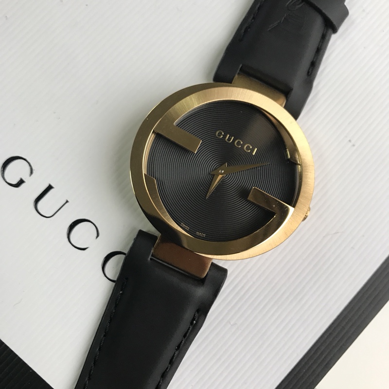 グッチ 時計 中古偽物 ウォッチ レザーバンド うで時計 simple クォーツ時計 レディース ブラック_8