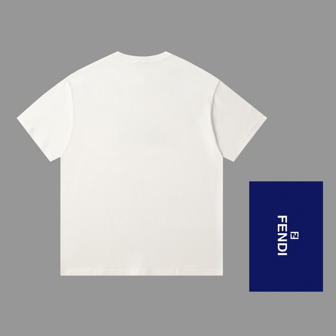 fendi t シャツ メンズ激安通販 トップス 純綿 プリント ゆったり 柔らかい 半袖 夏服 刺繍 ホワイト_2