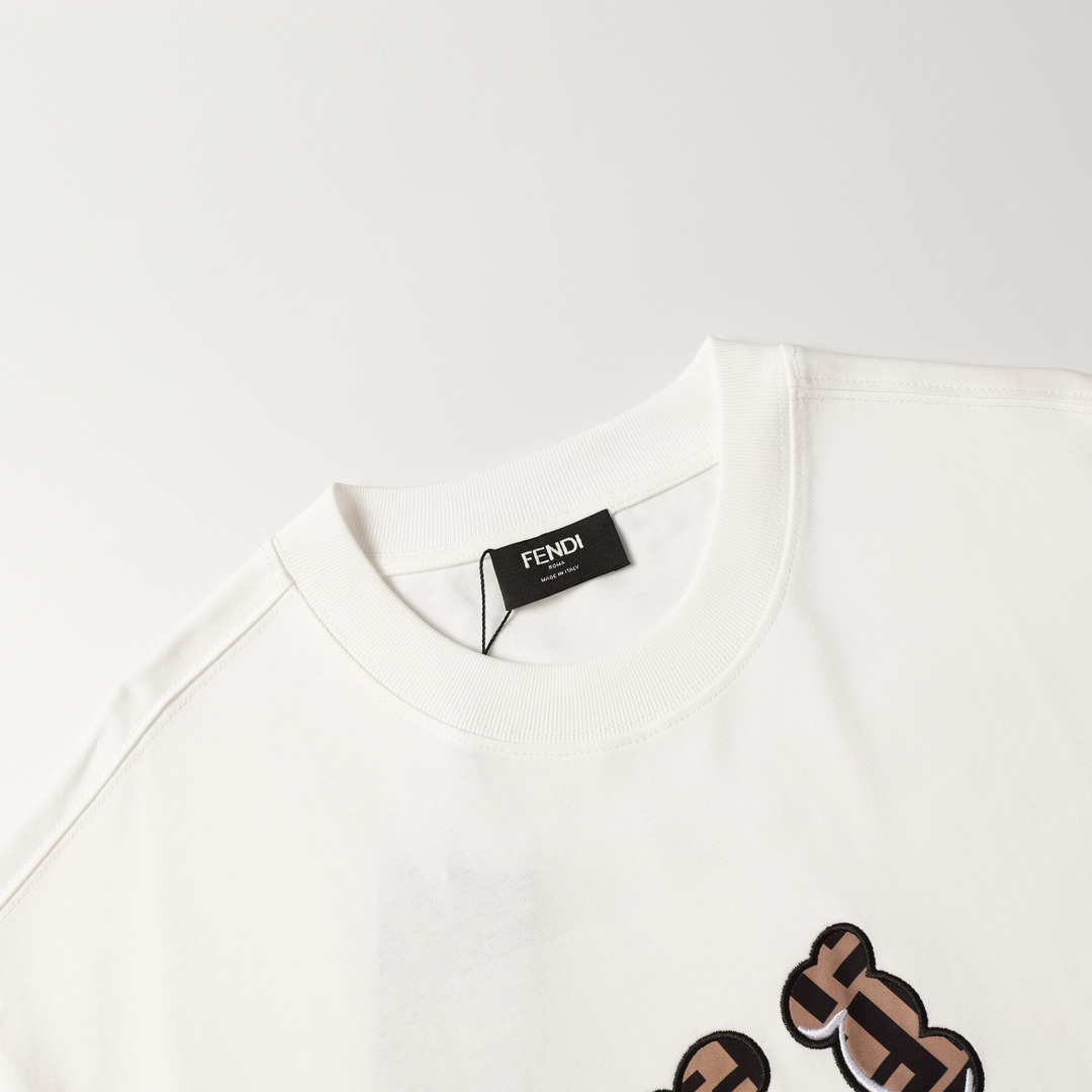 fendi t シャツ メンズ激安通販 トップス 純綿 プリント ゆったり 柔らかい 半袖 夏服 刺繍 ホワイト_3
