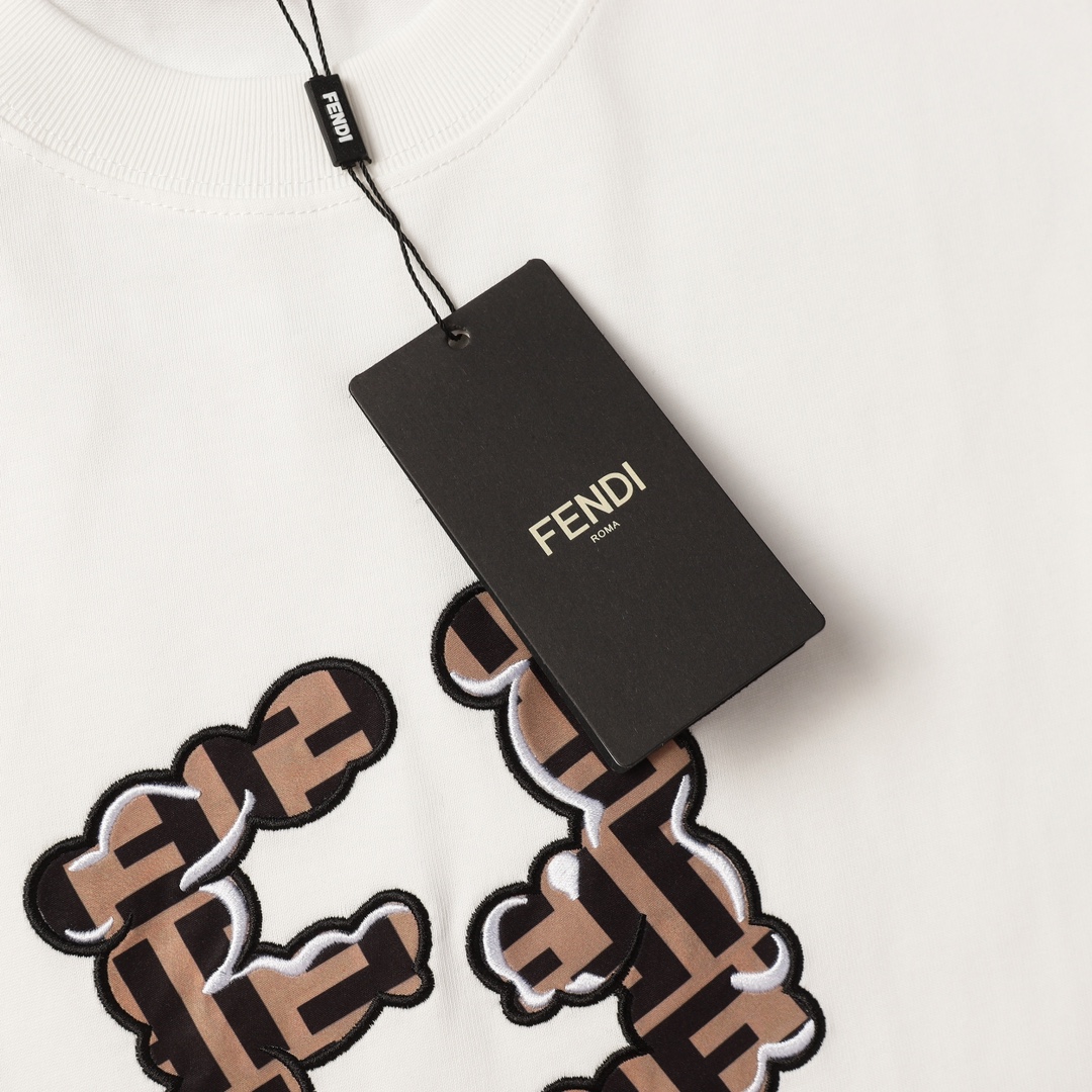 fendi t シャツ メンズ激安通販 トップス 純綿 プリント ゆったり 柔らかい 半袖 夏服 刺繍 ホワイト_6