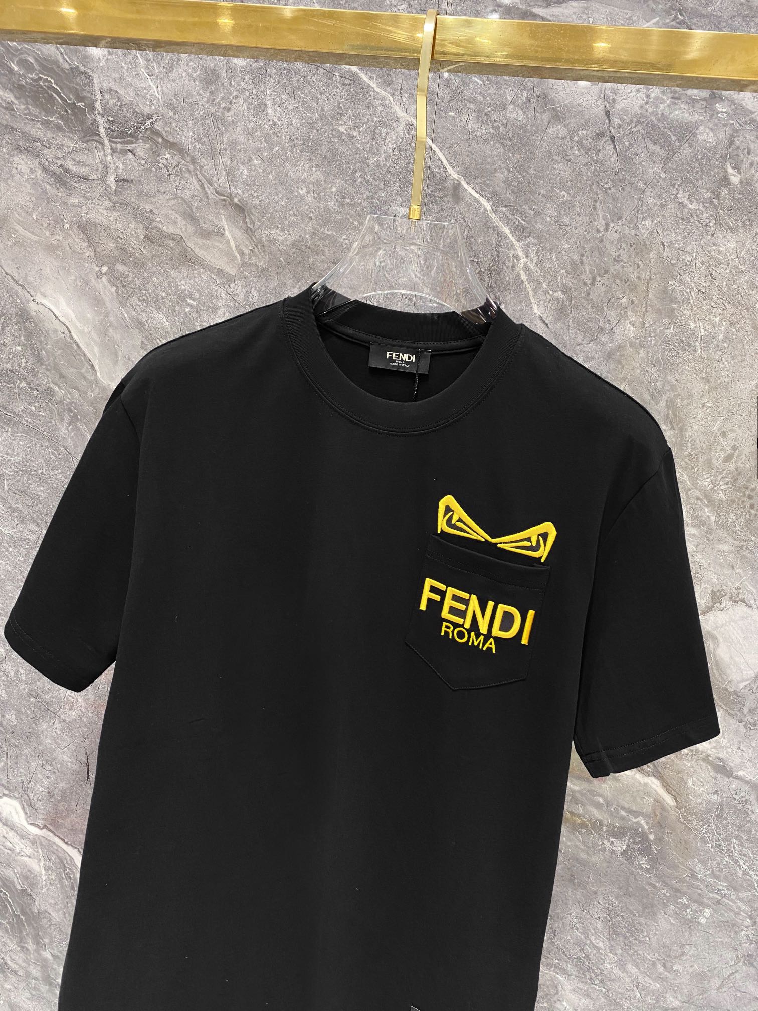お得品‼fendi t シャツ レディース偽物 夏服 トップス 純綿 ロゴプリント simple 柔らかい 半袖 ブラック_2