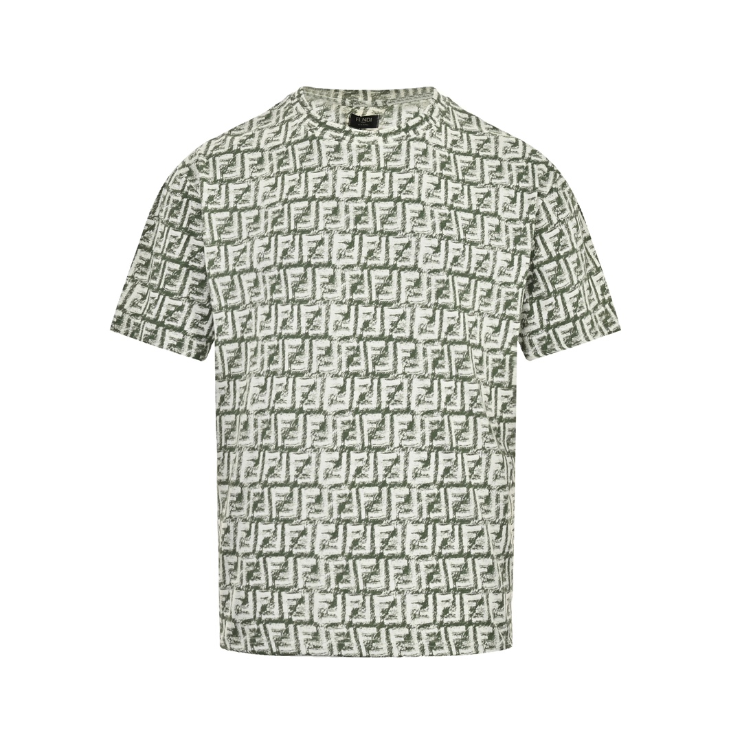 オンライン限定 fendi メンズ t シャツ偽物 トップス 純綿 プリント 花柄 柔らかい 半袖 シンプル 夏服 グリーン_1