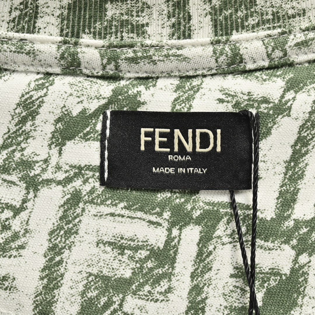 オンライン限定 fendi メンズ t シャツ偽物 トップス 純綿 プリント 花柄 柔らかい 半袖 シンプル 夏服 グリーン_5