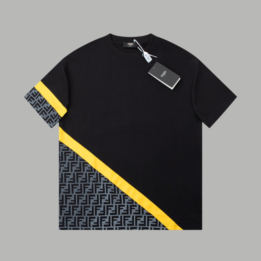 春夏新作 fendi キッズ t シャツ偽物 トップス 綿100% プリント 半袖 シンプル 品質保証 ブラック_1