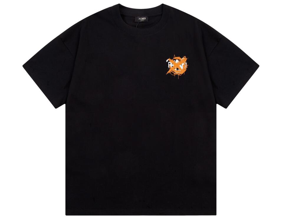 fendi t シャツ モンスタースーパーコピー トップス 純綿 プリント 男女兼用 柔らかい 半袖 個性的 シンプル ブラック