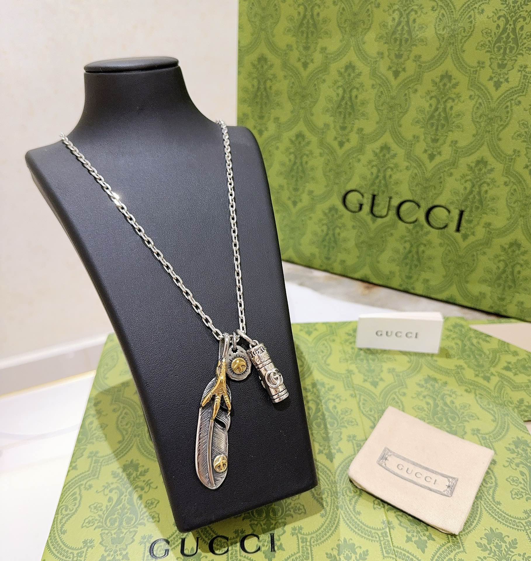 お得品‼ゴローズ ネックレス 値段スーパーコピー 羽根かたち goro's*gucciコラボ Anger Forestシリーズ シルバー_2