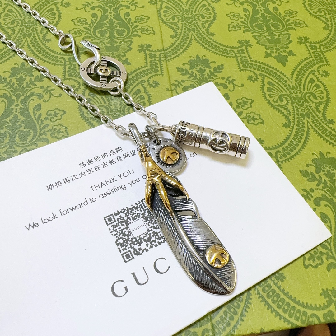 お得品‼ゴローズ ネックレス 値段スーパーコピー 羽根かたち goro's*gucciコラボ Anger Forestシリーズ シルバー_7