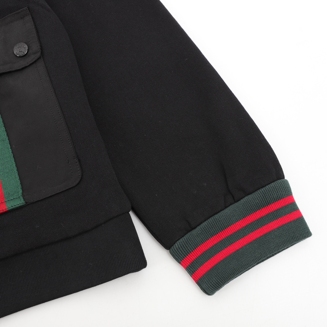 超激得価格 メンズ グッチジャケット偽物 トップス フード付き アウター 綿 メンズ ロゴ刺繍 ブラック_14
