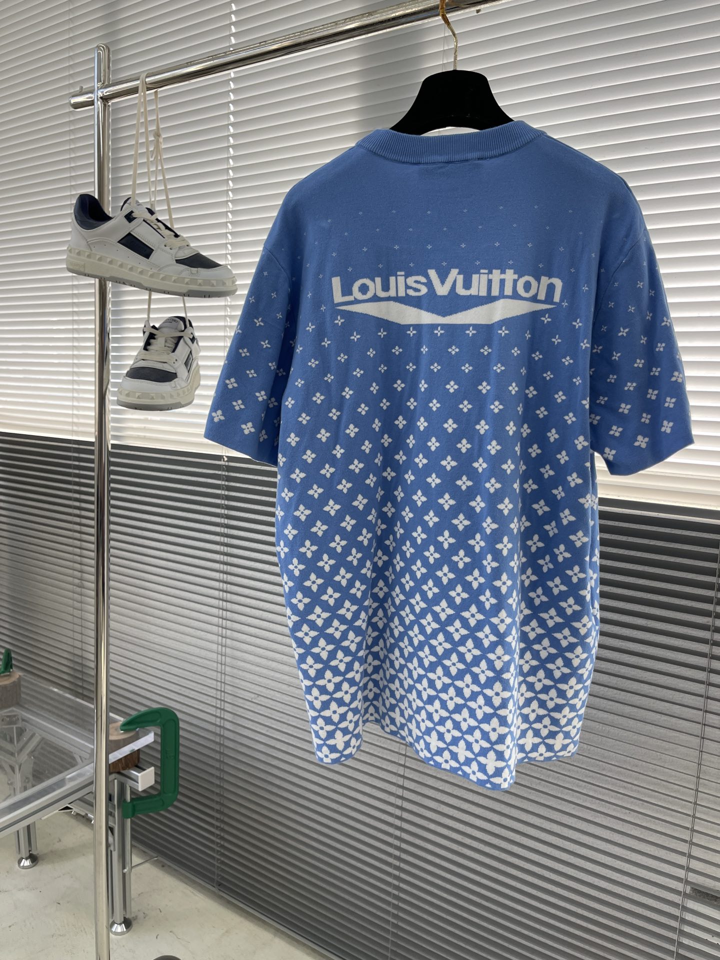 ルイヴィトンtシャツコピー 半袖 トップス 純綿 プリント シンプル 上質服 男女兼用 ブルー_2