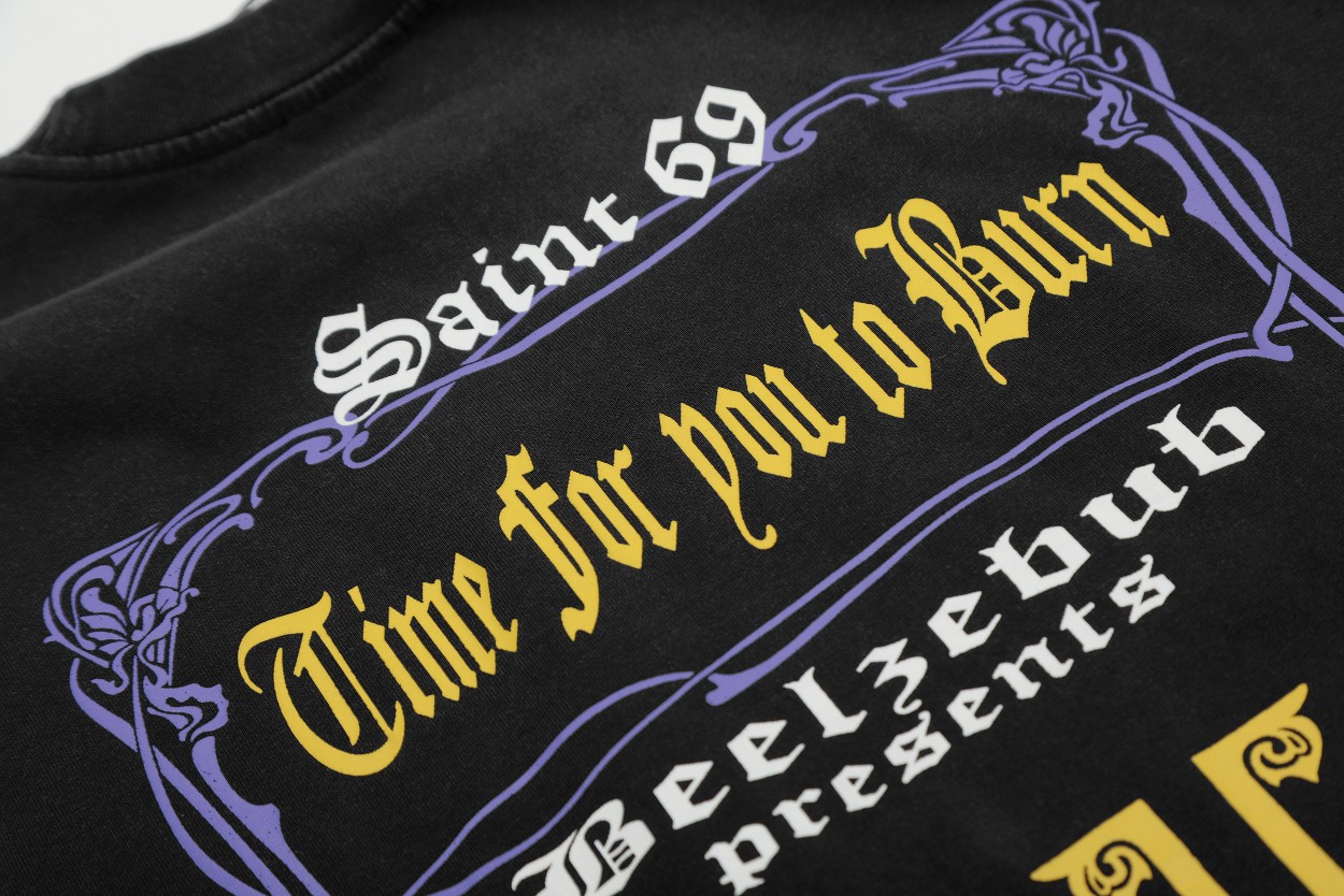 爆買いできる品質保証 セントマイケル tシャツ偽物 トップス プリント 半袖 純綿 ブラック_10