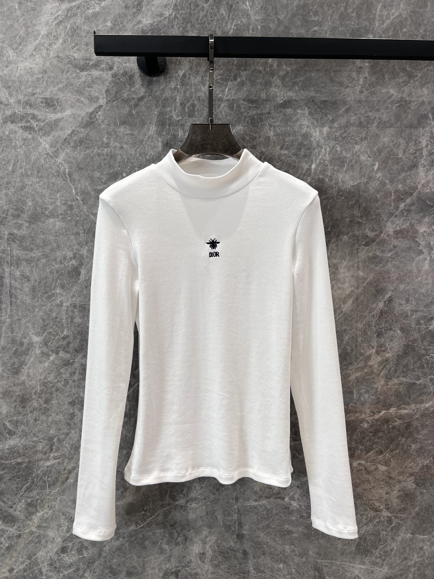 dior レディース tシャツ激安通販 トップス 長袖 ハイネック 純綿 刺繍 シンプル ホワイト_2