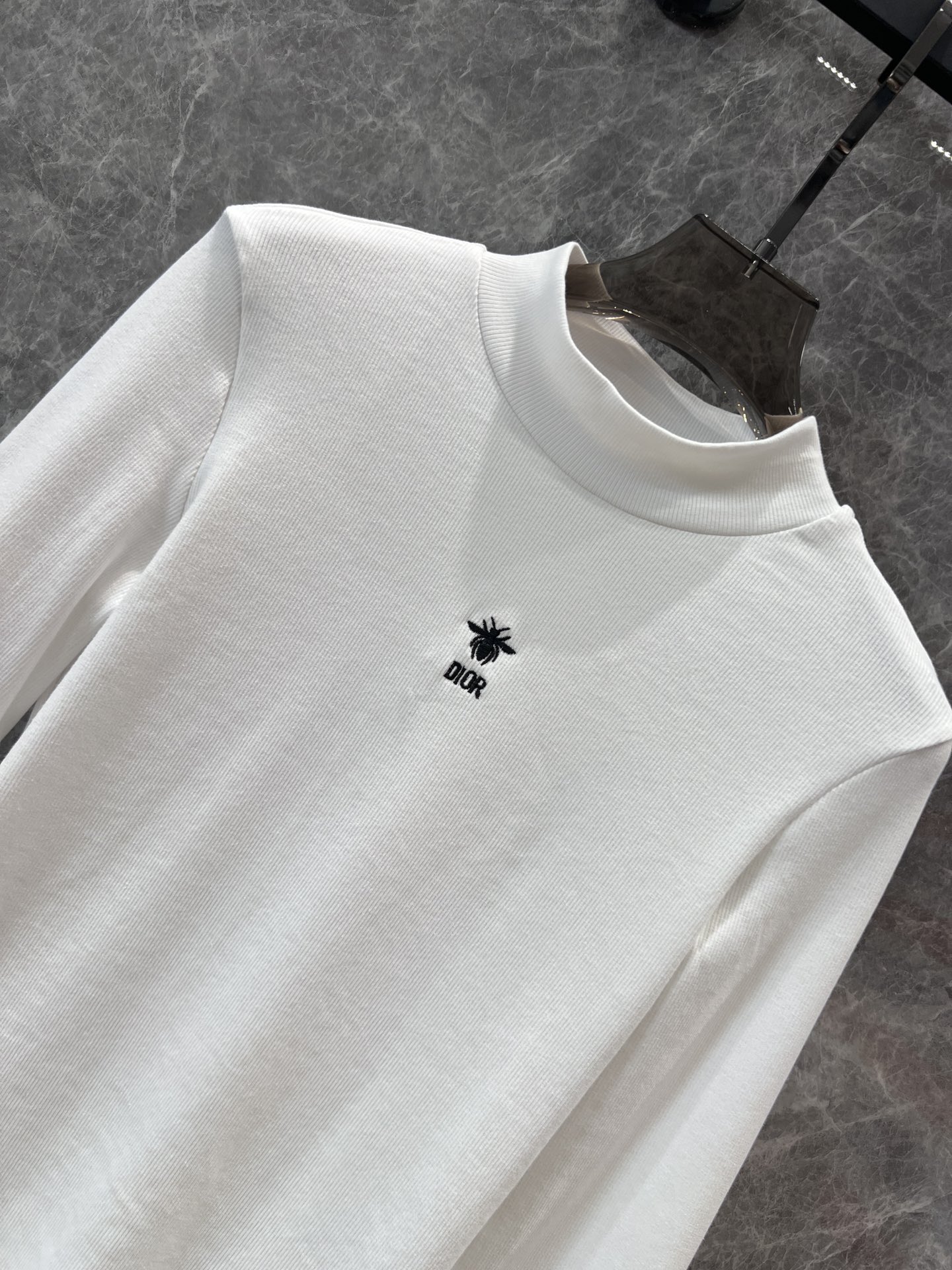 dior レディース tシャツ激安通販 トップス 長袖 ハイネック 純綿 刺繍 シンプル ホワイト_6