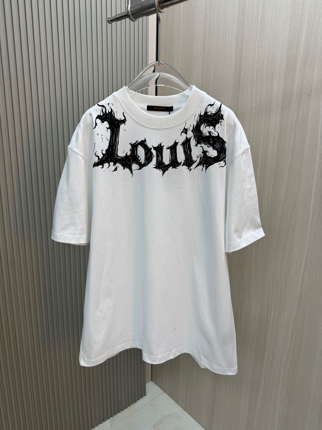 ルイヴィトンロングtシャツスーパーコピー 100％綿 トップス 半袖 プリント シンプル 男女兼用 ロゴプリント ホワイト_1