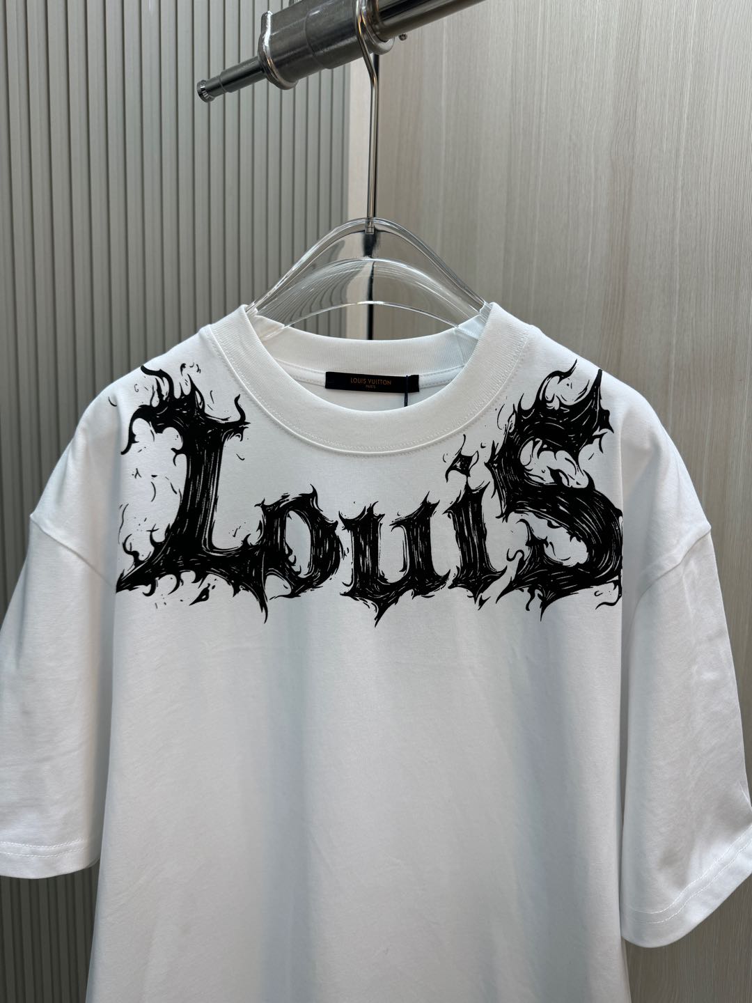 ルイヴィトンロングtシャツスーパーコピー 100％綿 トップス 半袖 プリント シンプル 男女兼用 ロゴプリント ホワイト_3
