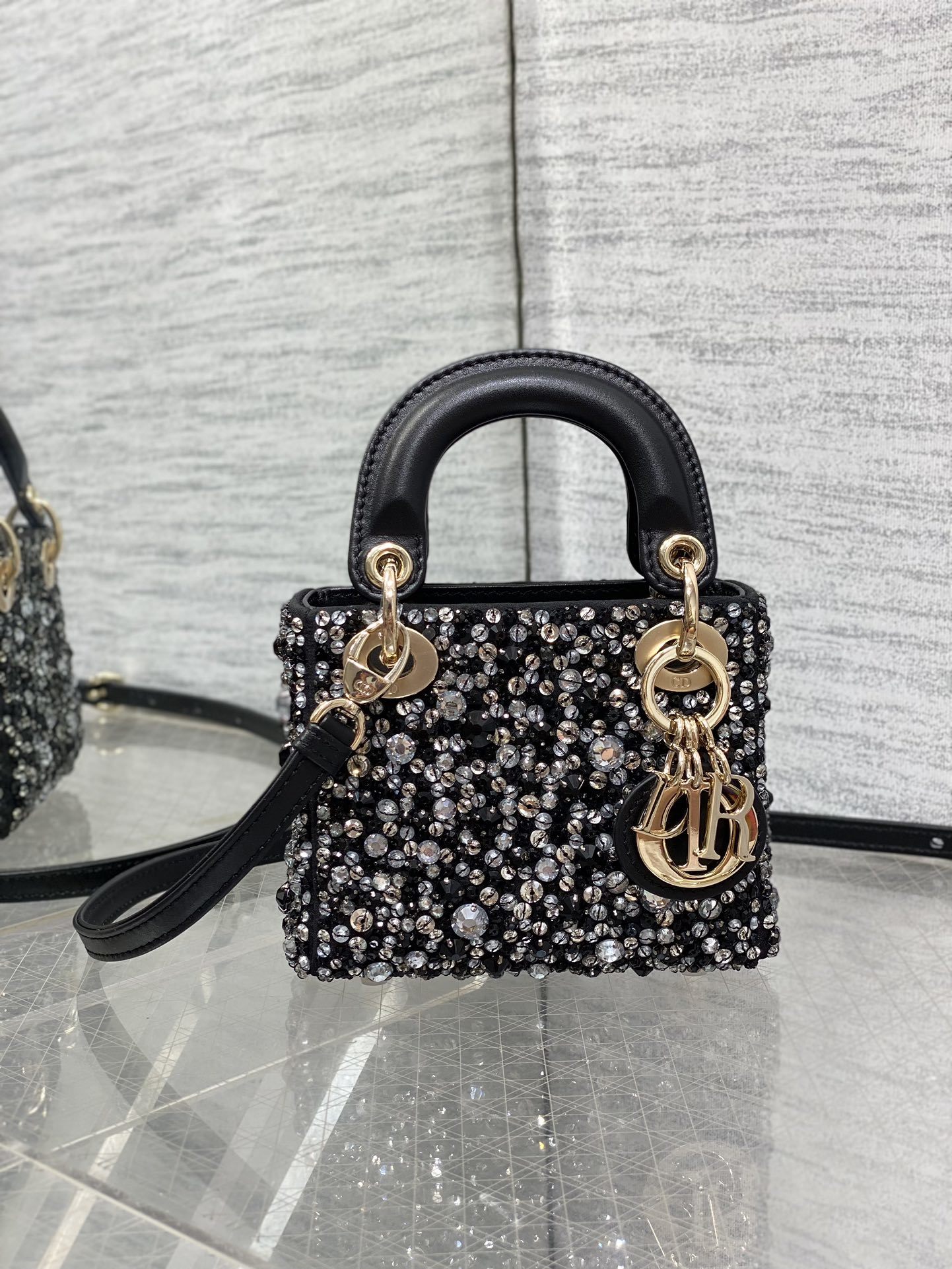 ミニバッグ dior トート バッグ レディスーパーコピー 優雅レディ レザー 牛革 ハンドバッグ 斜め掛け ブラック_2