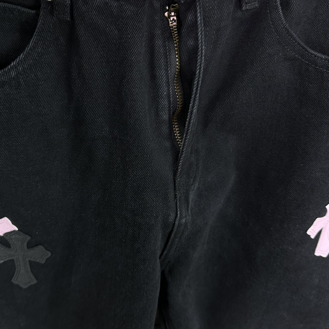 人気流行品 クロムハーツジンーズ偽物 ファッション感 シンプル 筒形パンツ ジーンズ デニム素材 ブラック_6