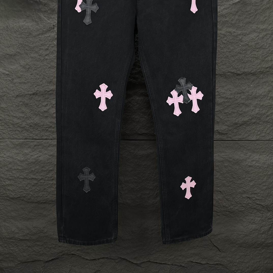 人気流行品 クロムハーツジンーズ偽物 ファッション感 シンプル 筒形パンツ ジーンズ デニム素材 ブラック_9