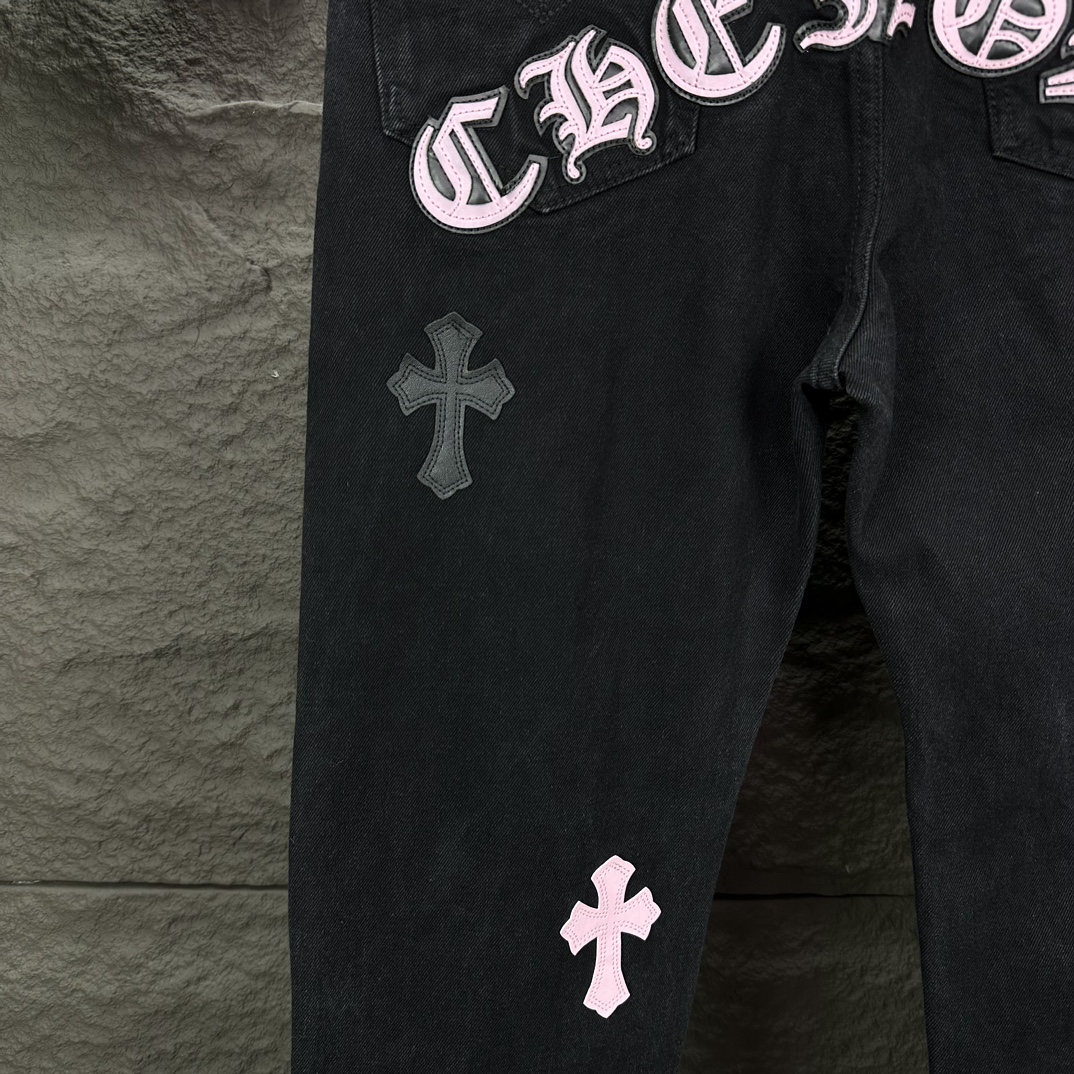 人気流行品 クロムハーツジンーズ偽物 ファッション感 シンプル 筒形パンツ ジーンズ デニム素材 ブラック_10