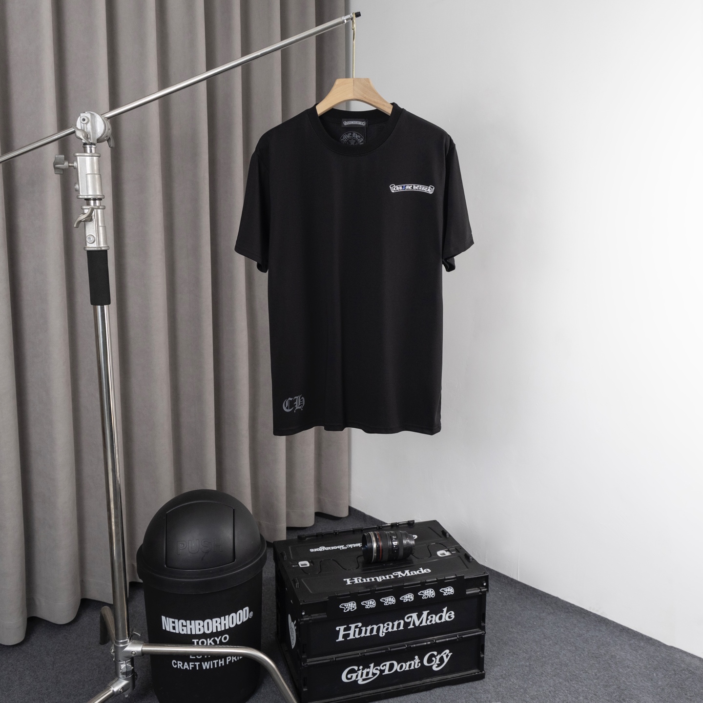 男女兼用 クロムハーツtシャツ 定価偽物 シンプル 柔軟 短袖 プリント トップス 100％綿 SDY2 ブラック_1