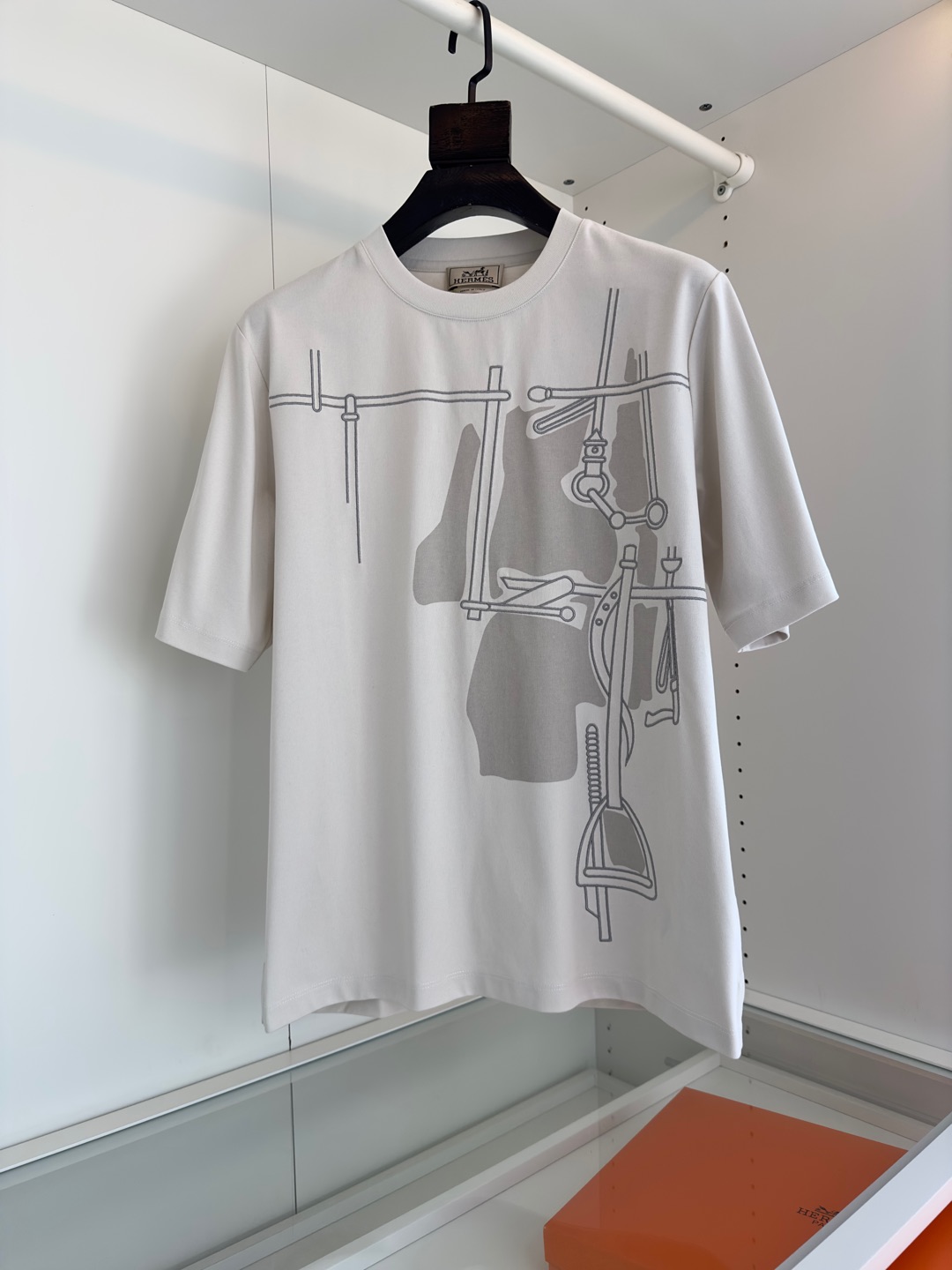新商品 通気性いい エルメスtシャツＮ級品 トップス 純綿 プリント 柔らかい ホワイト_2