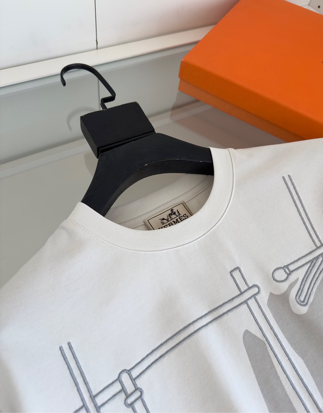 新商品 通気性いい エルメスtシャツＮ級品 トップス 純綿 プリント 柔らかい ホワイト_4
