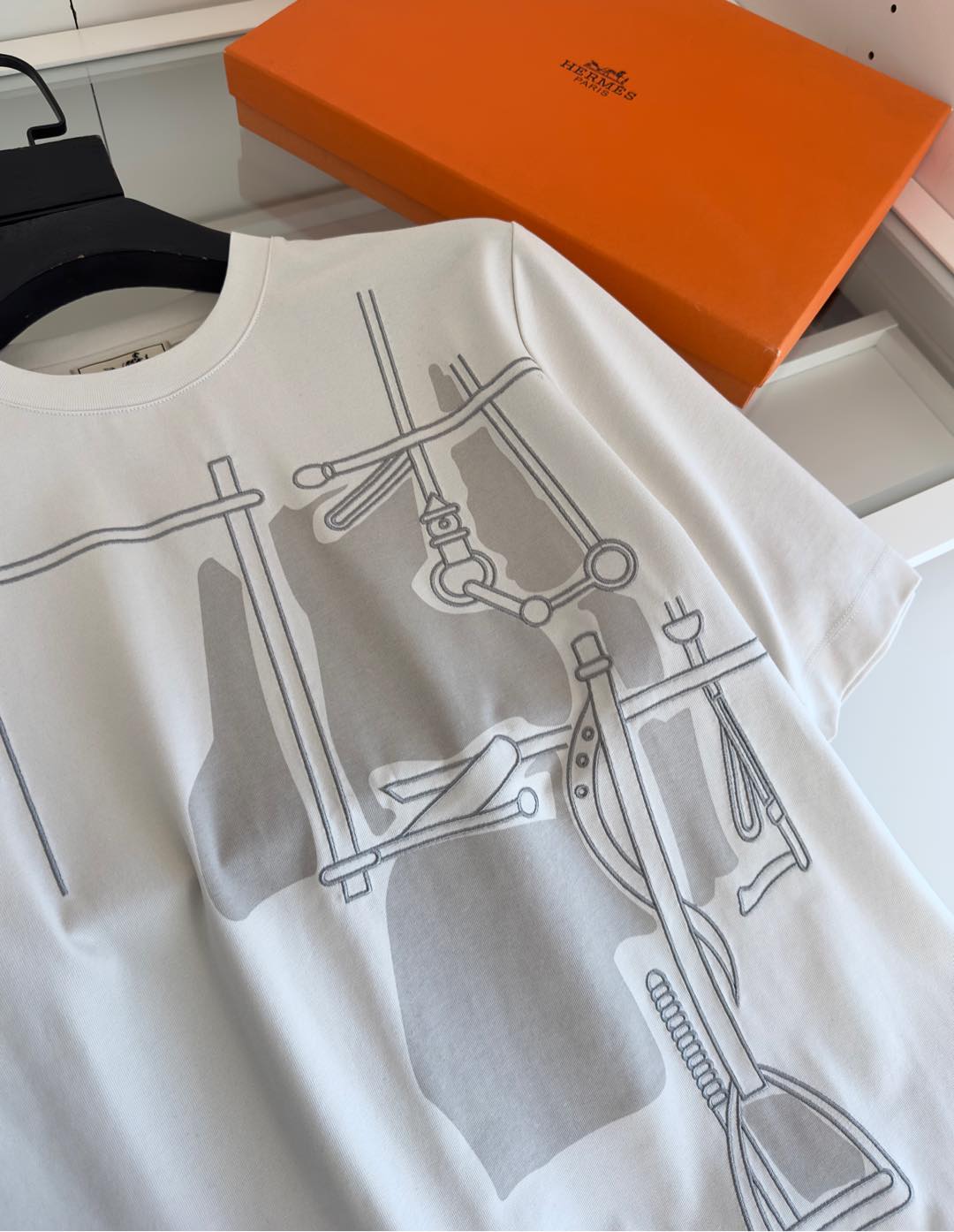 新商品 通気性いい エルメスtシャツＮ級品 トップス 純綿 プリント 柔らかい ホワイト_5