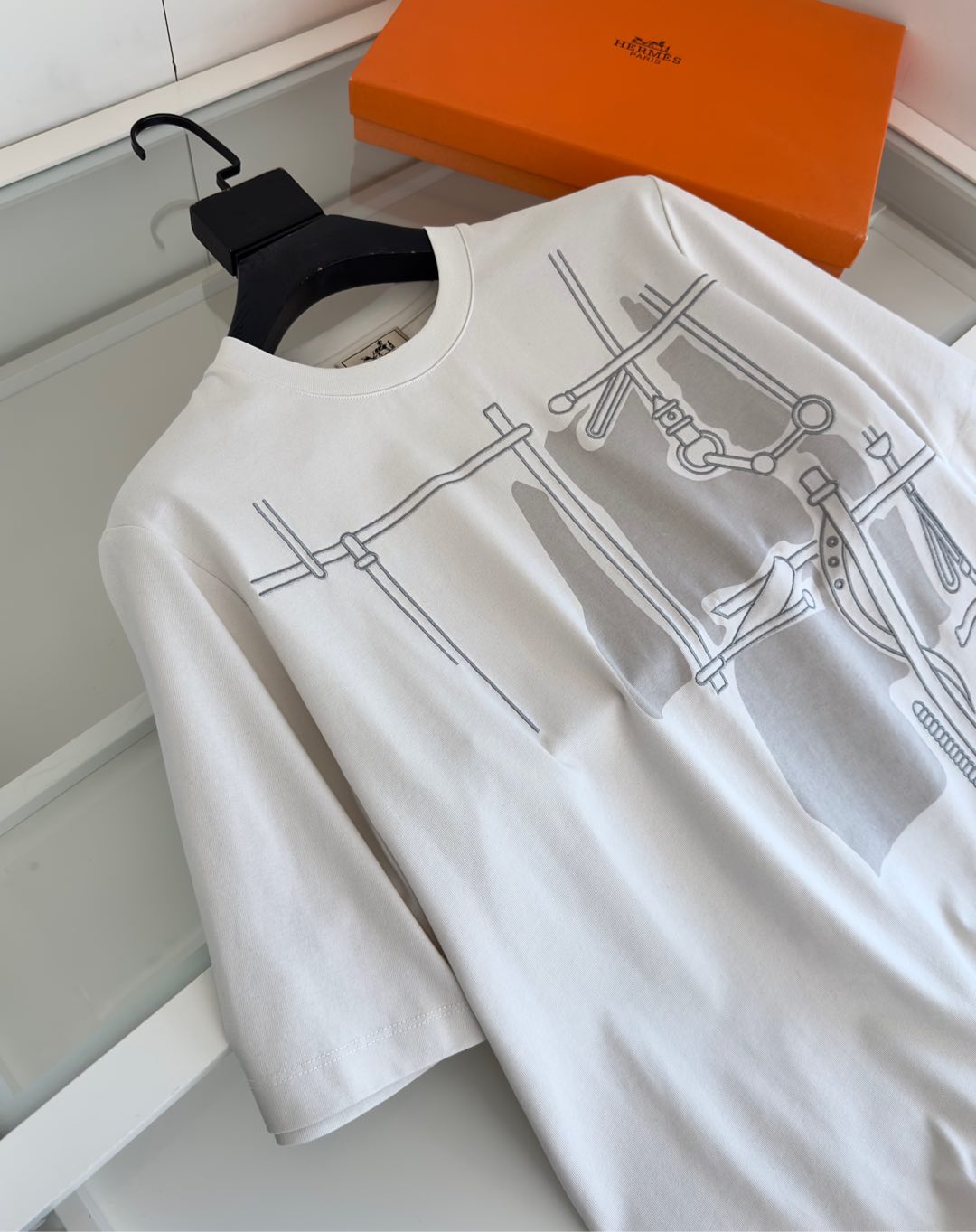 新商品 通気性いい エルメスtシャツＮ級品 トップス 純綿 プリント 柔らかい ホワイト_6