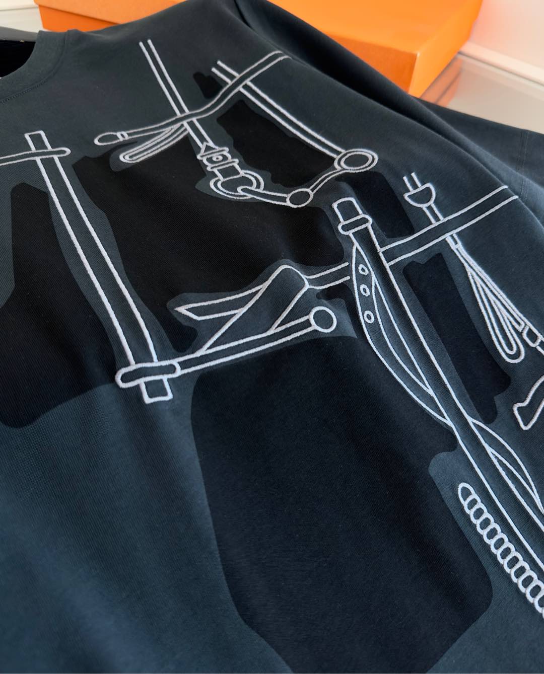 おすすめ エルメス tシャツ 値段スーパーコピー 高品質 トップス 純綿 プリント 柔らかい ブラック_4