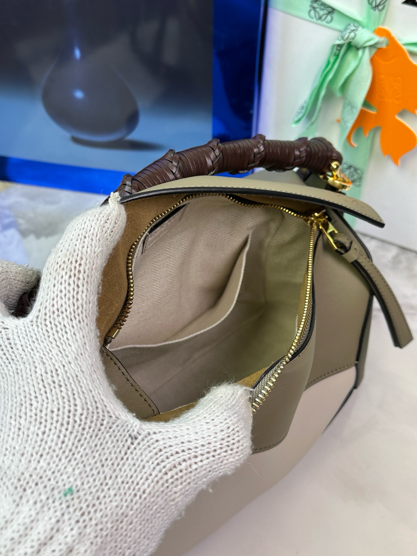 loewe ショルダー バッグＮ級品 斜め掛けバッグ 編みハンド 牛革 高品質 ファッション 062405 グリーン_6