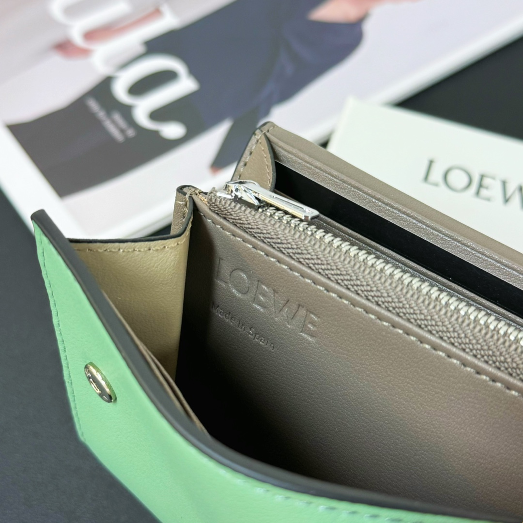ロエベ財布 お直し偽物 長財布 レザー 牛革 優雅レディ 収納ケース グリーン_8
