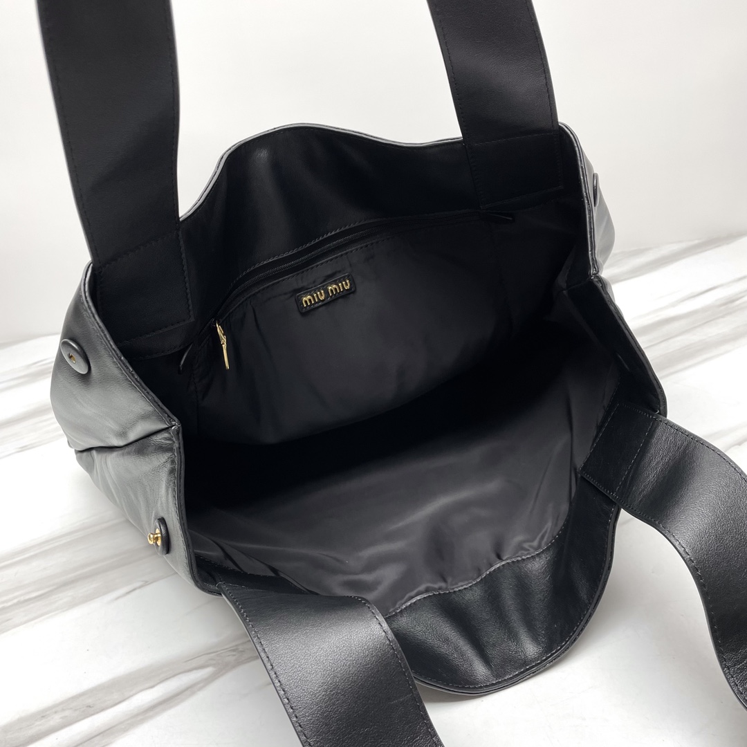 ミュウ ミュウ ミニ バッグ偽物 ハンドバッグ 牛革 Hobo シンプル 人気品 レザー 大容量 5BC119 ブラック_9