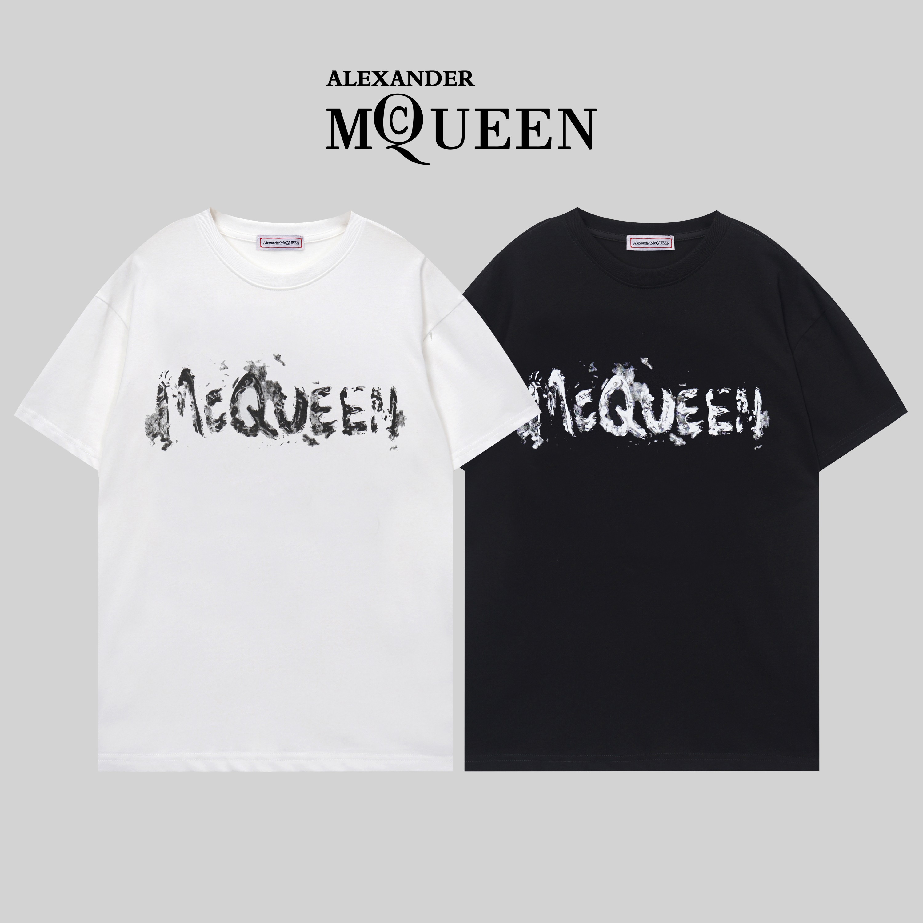 人気定番 アレキサンダーマックイーン tシャツ偽物 純綿 トップス 短袖 プリント コットン 2色可選_1