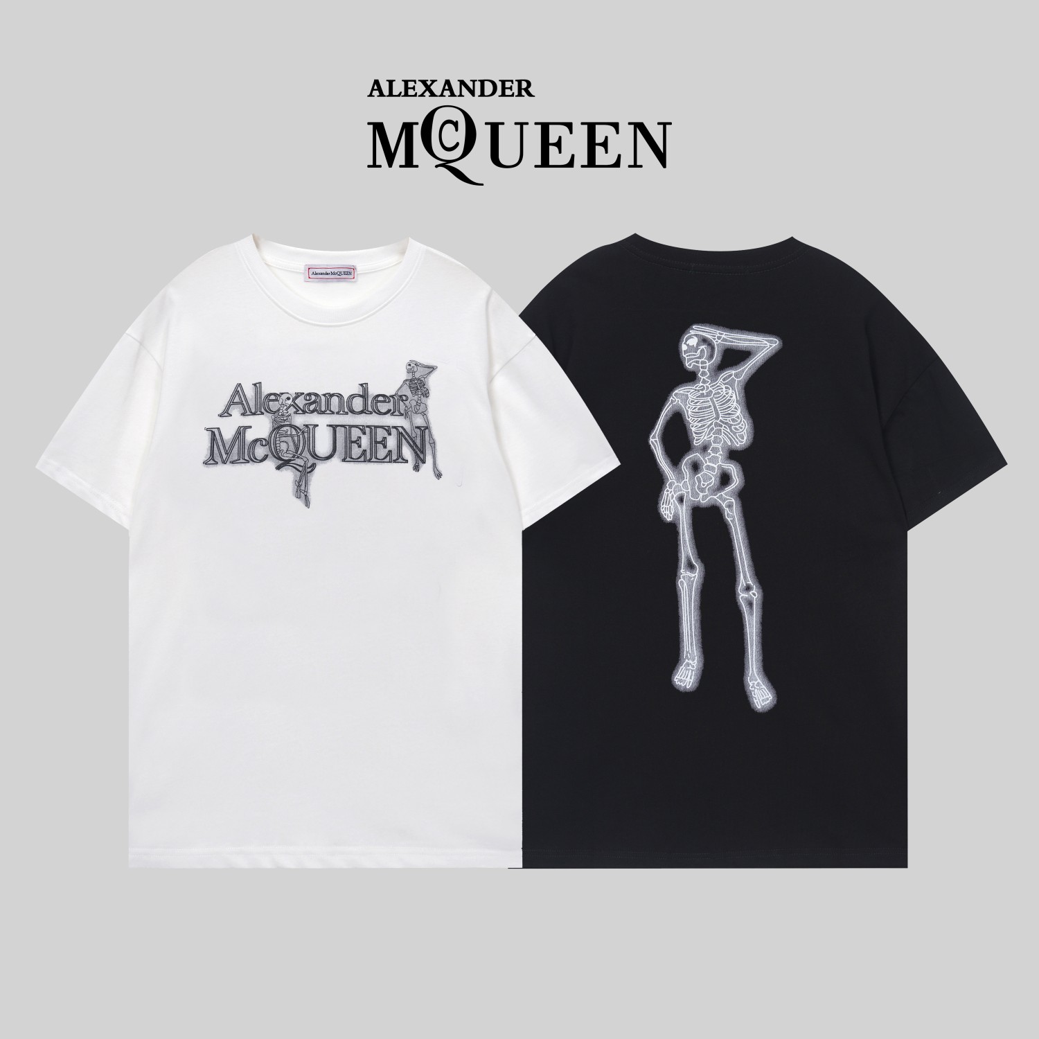 アレキサンダーマックイーンロゴ激安通販 純綿Ｔシャツ トップス 短袖 プリント G1073 2色可選_1