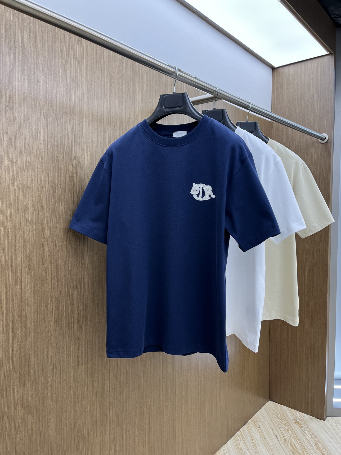 ディオールtシャツコーデ激安通販 トップス 純綿 ロゴ刺繍 柔らかい 男女兼用 ブルー_1