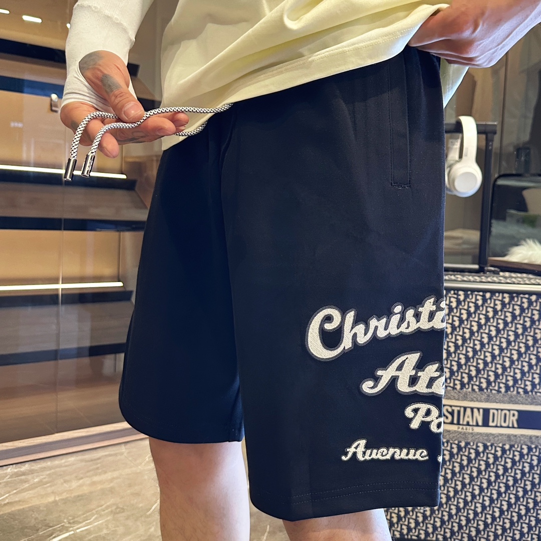 dior 半ズボン偽物 ショットパンツ 夏服 ゆったり 五分パンツ カジュアル プリント ブルー_6