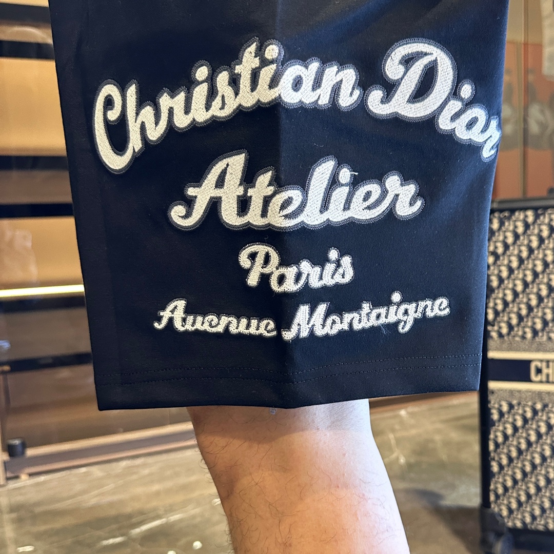 dior 半ズボン偽物 ショットパンツ 夏服 ゆったり 五分パンツ カジュアル プリント ブルー_7