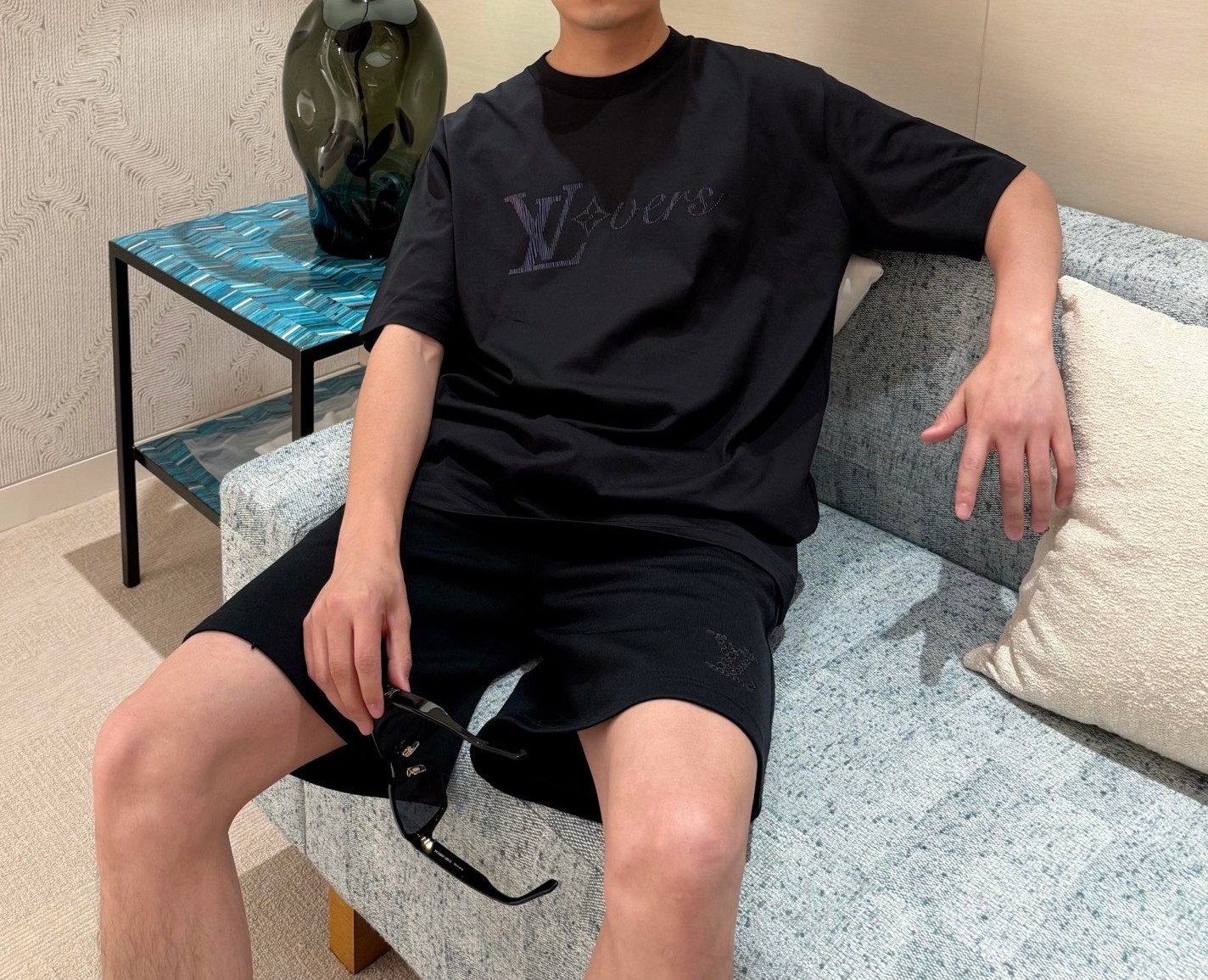 超低価格 メルカリ ルイヴィトンtシャツ激安通販 シンプル 綿 半袖 トップス ゆったり ブラック_2