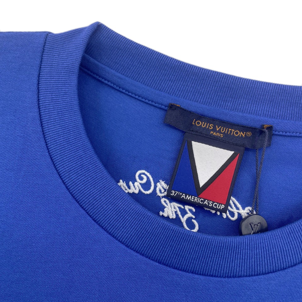 一番安い ルイヴィトンtシャツ楽天コピー シンプル 綿 半袖 トップス ゆったり ブルー_5