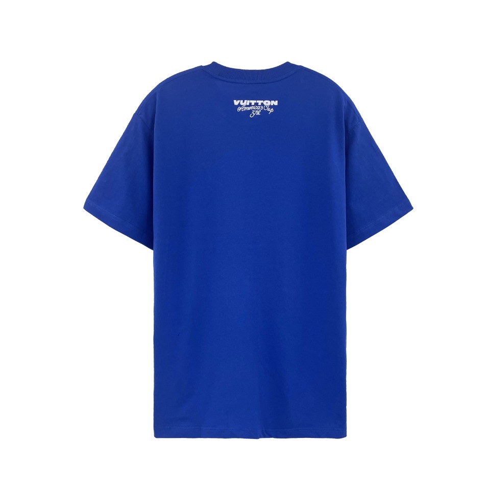 一番安い ルイヴィトンtシャツ楽天コピー シンプル 綿 半袖 トップス ゆったり ブルー_6