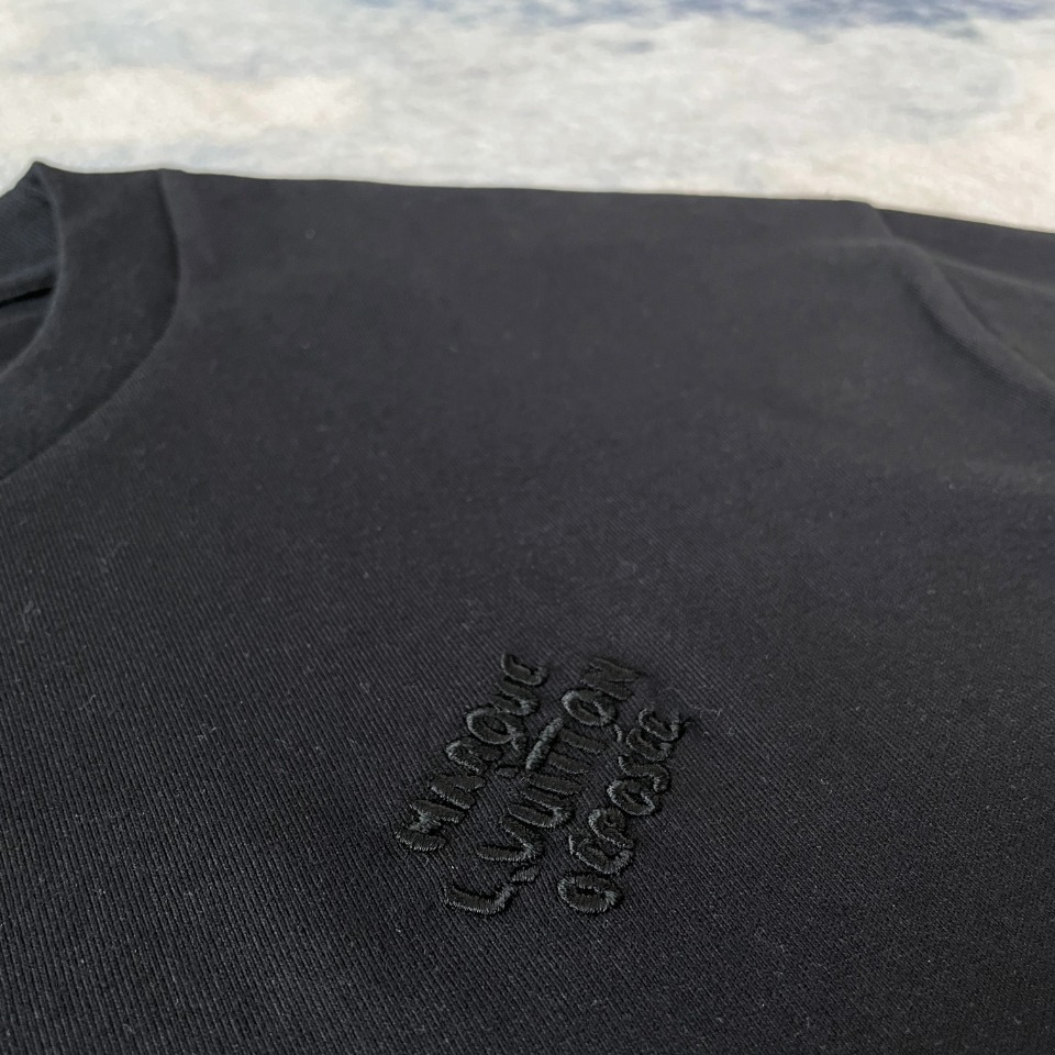 tシャツ ルイヴィトンスーパーコピー 真珠飾り シンプル 綿 半袖 トップス ゆったり ブラック_2