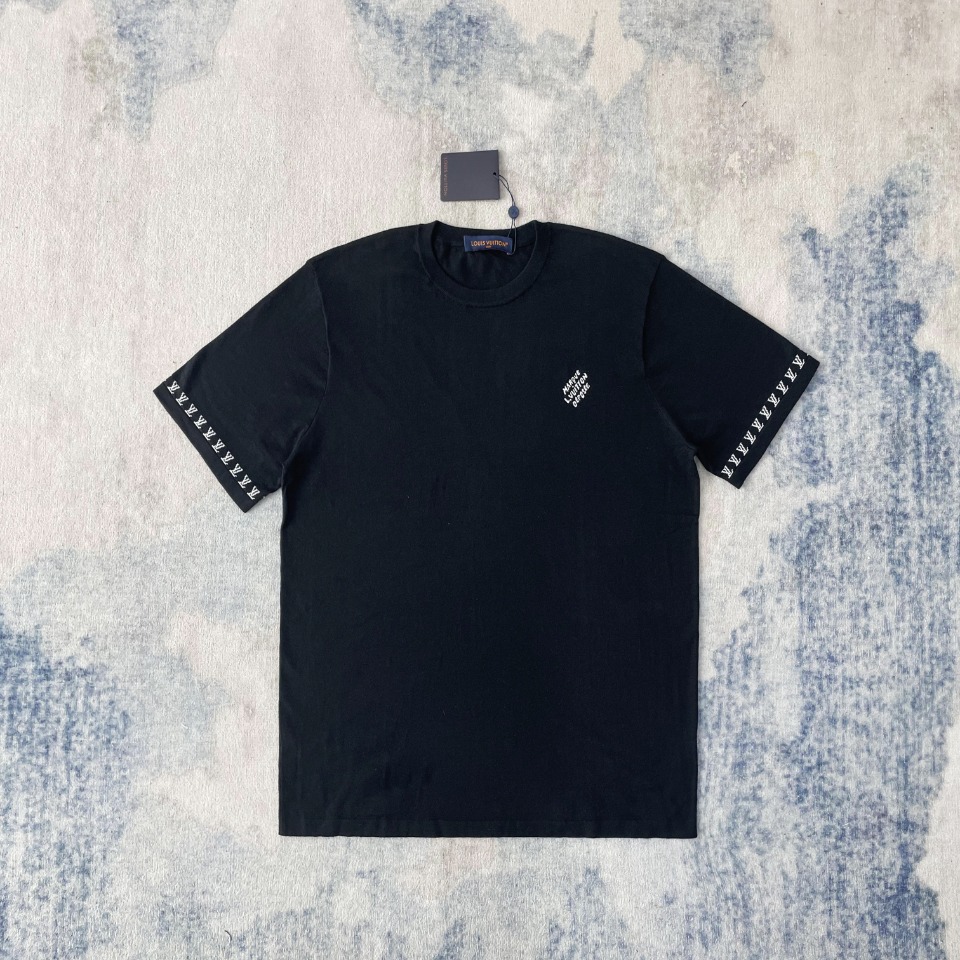 ルイヴィトンtシャツ メンズ偽物 ロゴプリント シンプル 綿 半袖 トップス ゆったり ブラック_4
