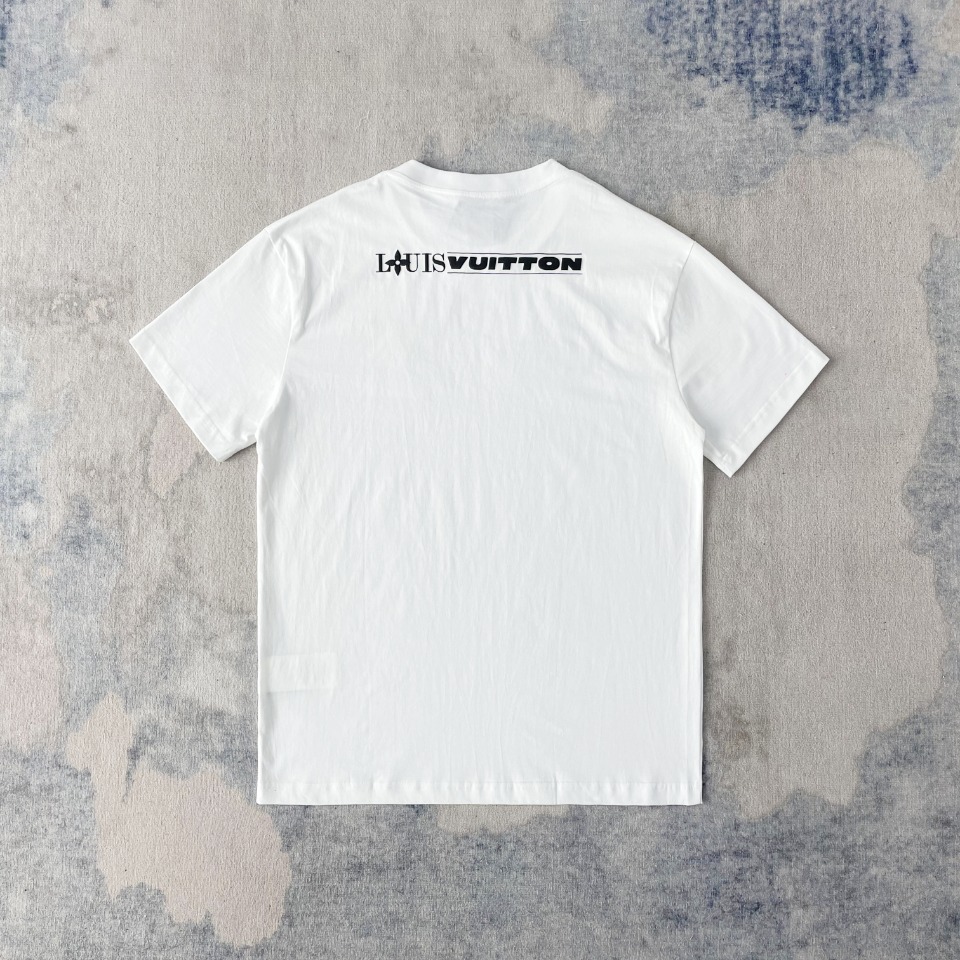 お洒落！ヴィトンのtシャツコピー シンプル 綿 半袖 トップス ゆったり ホワイト_2