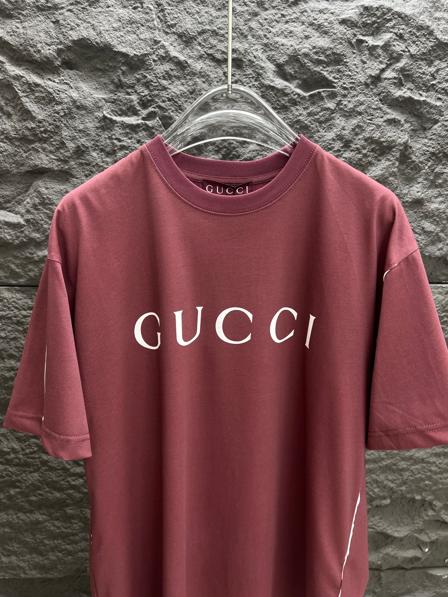 gucci アウトレット t シャツコピー トップス 純綿 ロゴプリント ゆったり 半袖 レッド_2