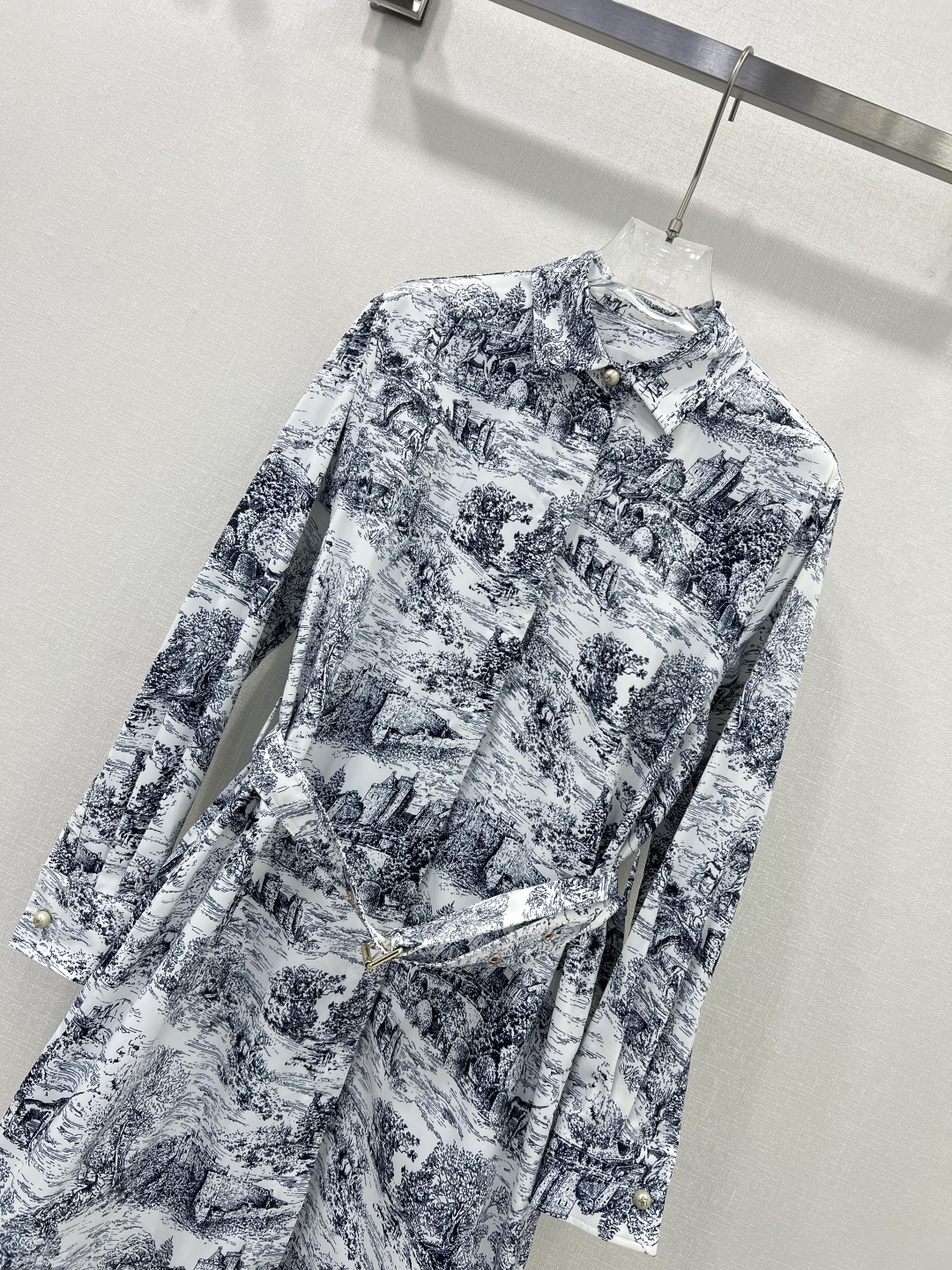 dior スカートスーパーコピー プリント ワンピース 無袖  シンプル シルク グレー_6