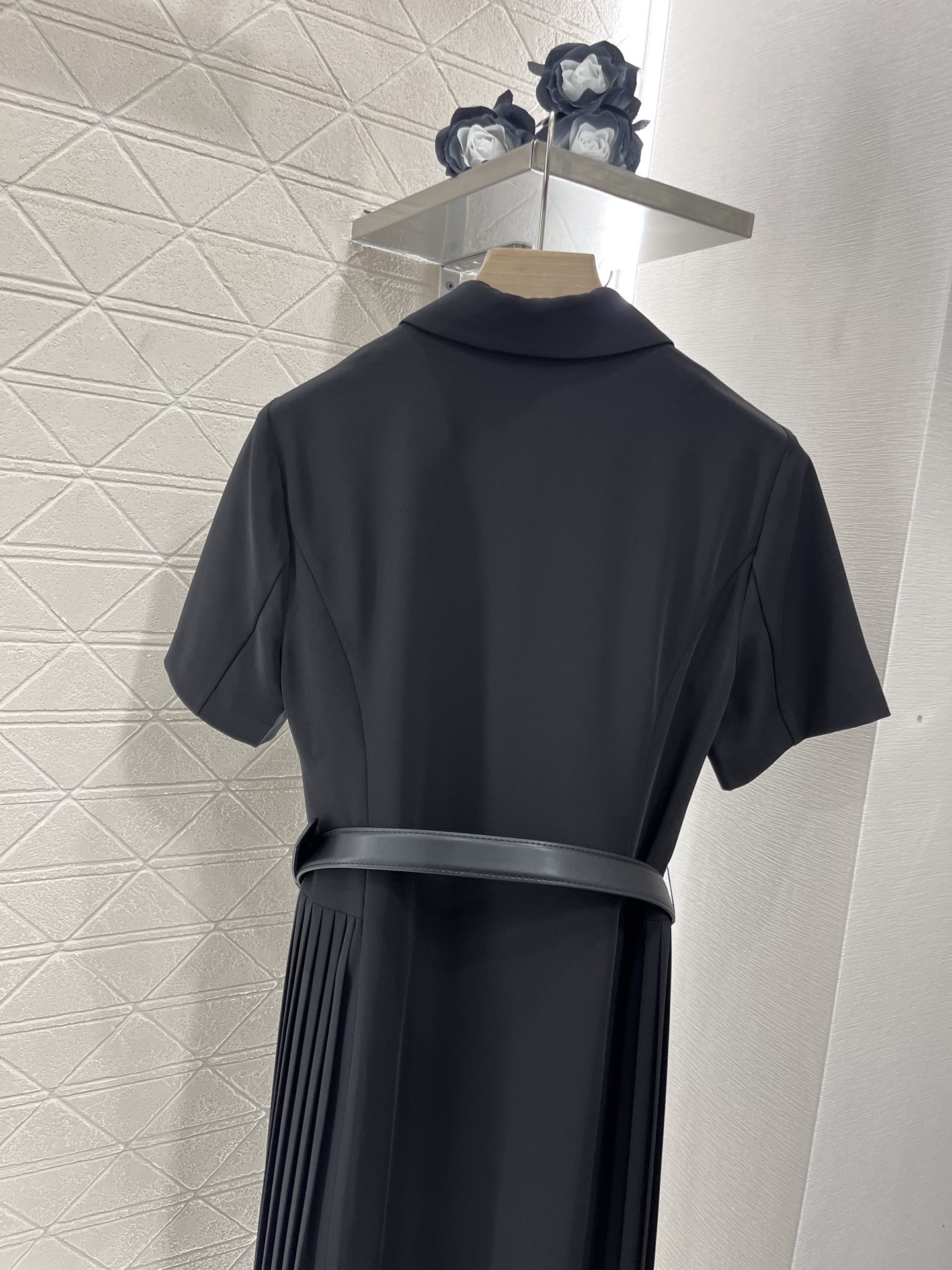 DIOR スカート ヒダコピー プリント ワンピース 短袖  優雅レディ 軽量 ブラック_9