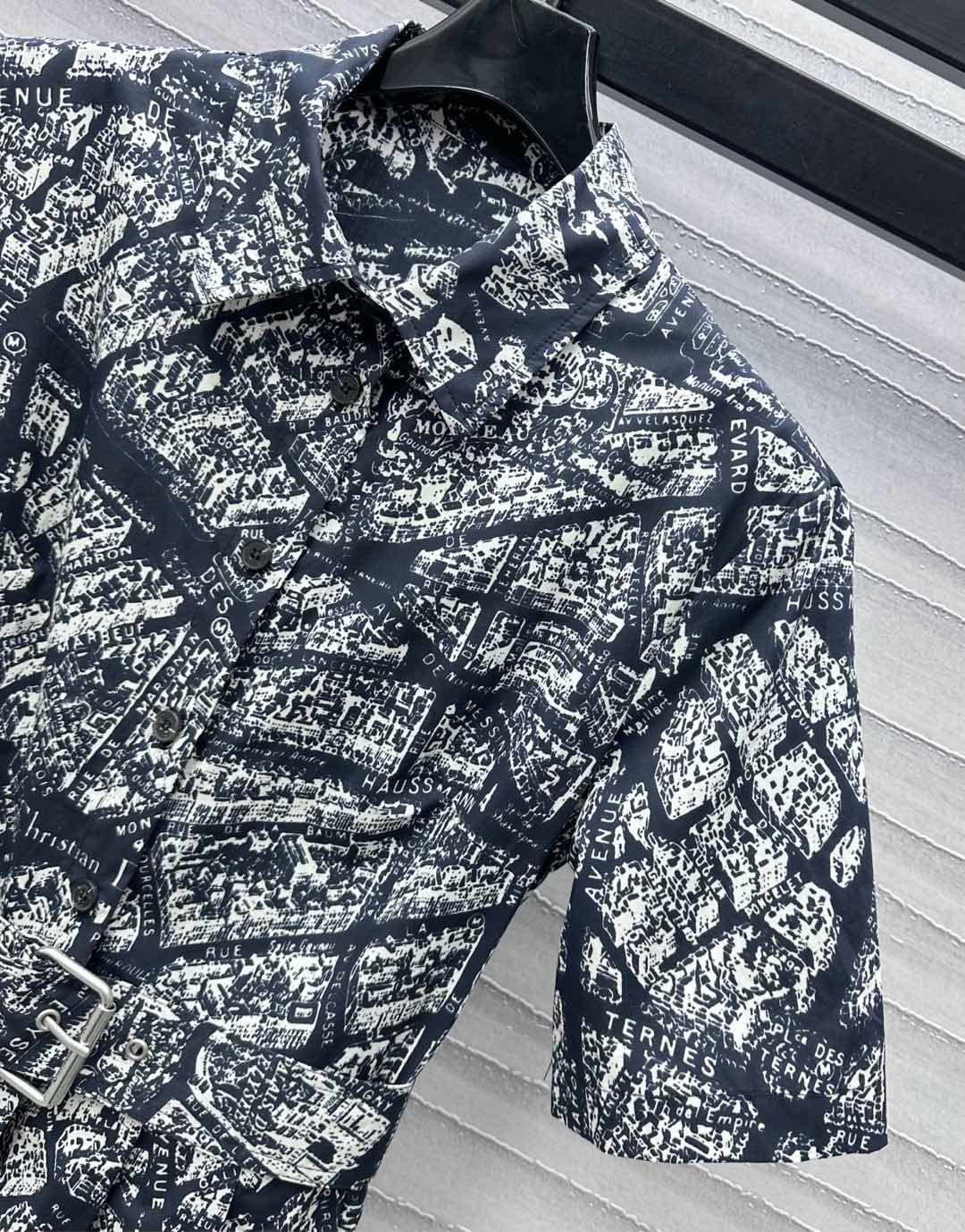 dior スカート ミニ偽物 プリント ワンピース 短袖  優雅レディ シルク ブラック_4