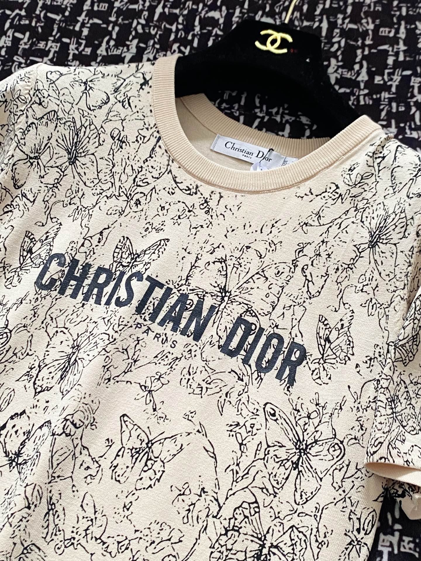 夏新作 ディオールtシャツコピー プリント 純綿 トップス 半袖 シンプル 杏色_2